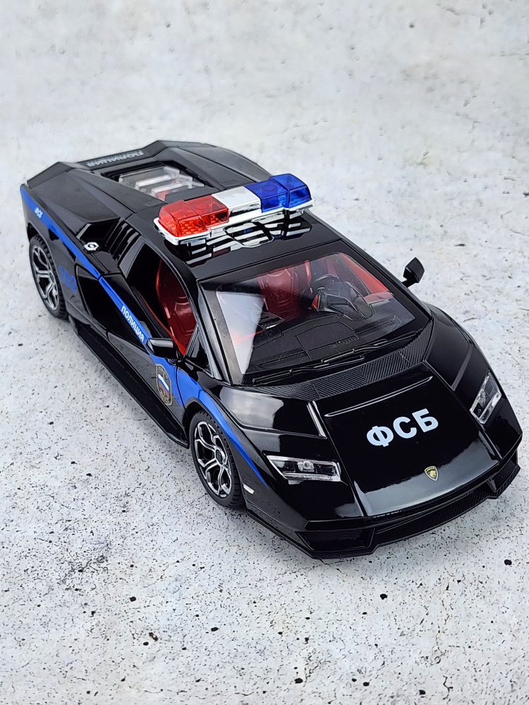 Машинка металлическая инерционная Lamborghini Полиция ФСБ длина 21см масштаб 1:24, модель со светом и #1