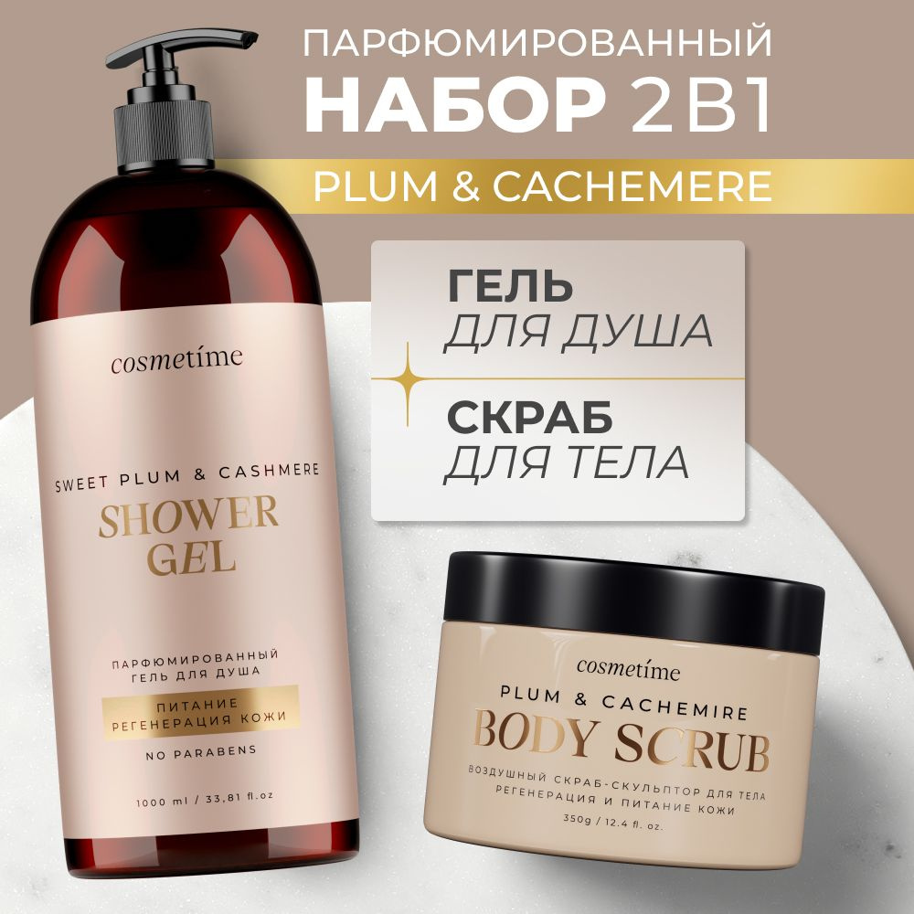 Cosmetime / Набор косметики для тела для душа парфюмированный Слива и Кашемир  #1