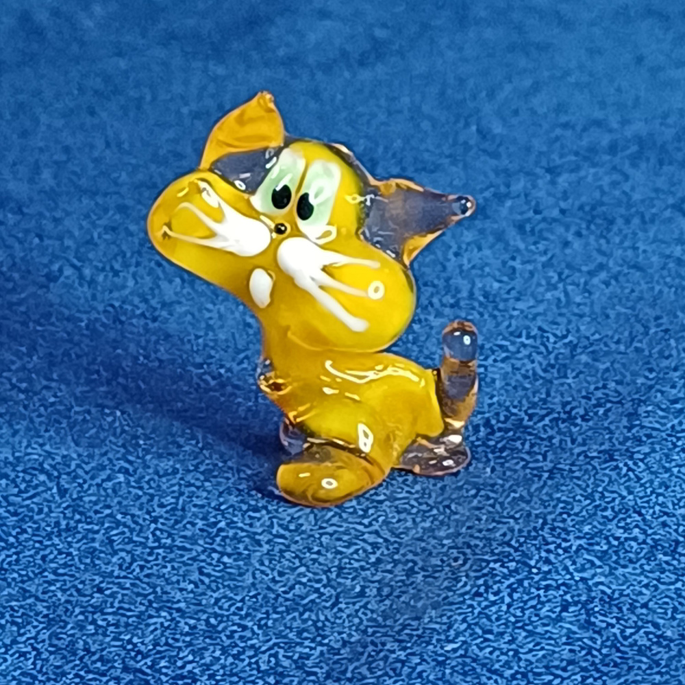 Фигурка стеклянная "Кошка" Желтая К47 #1