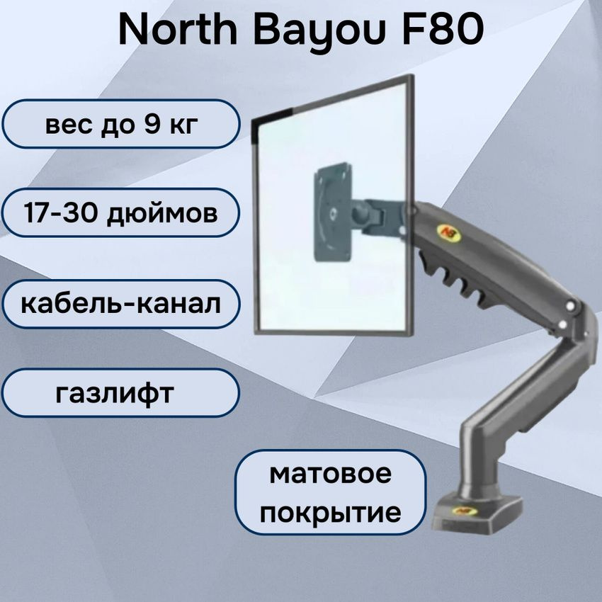 Настольный кронштейн NB North Bayou F80 для монитора 17-30" до 9 кг, черный матовый  #1