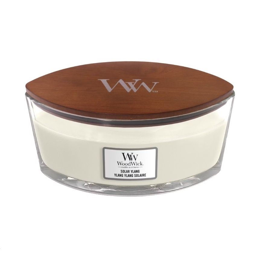 Свеча ароматическая Woodwick эллипс с деревянным фитилем Солнечный Иланг  #1
