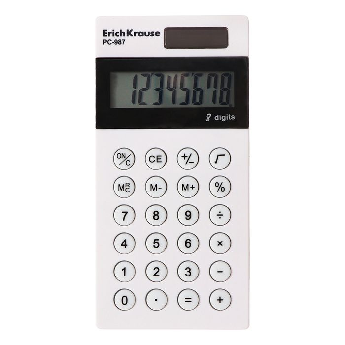 Калькулятор карманный 8-разрядов ErichKrause PC-987 Classic, белый #1