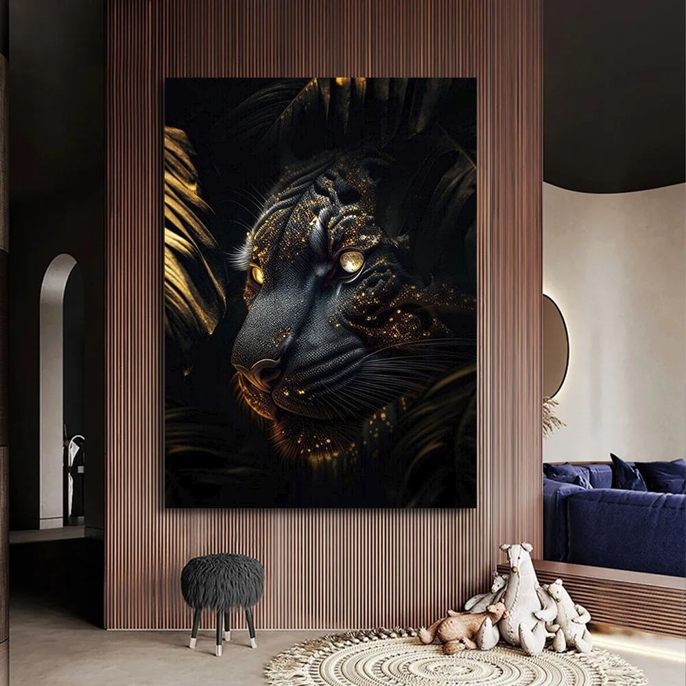 Картина пантера в золоте, 30х40 см. #1
