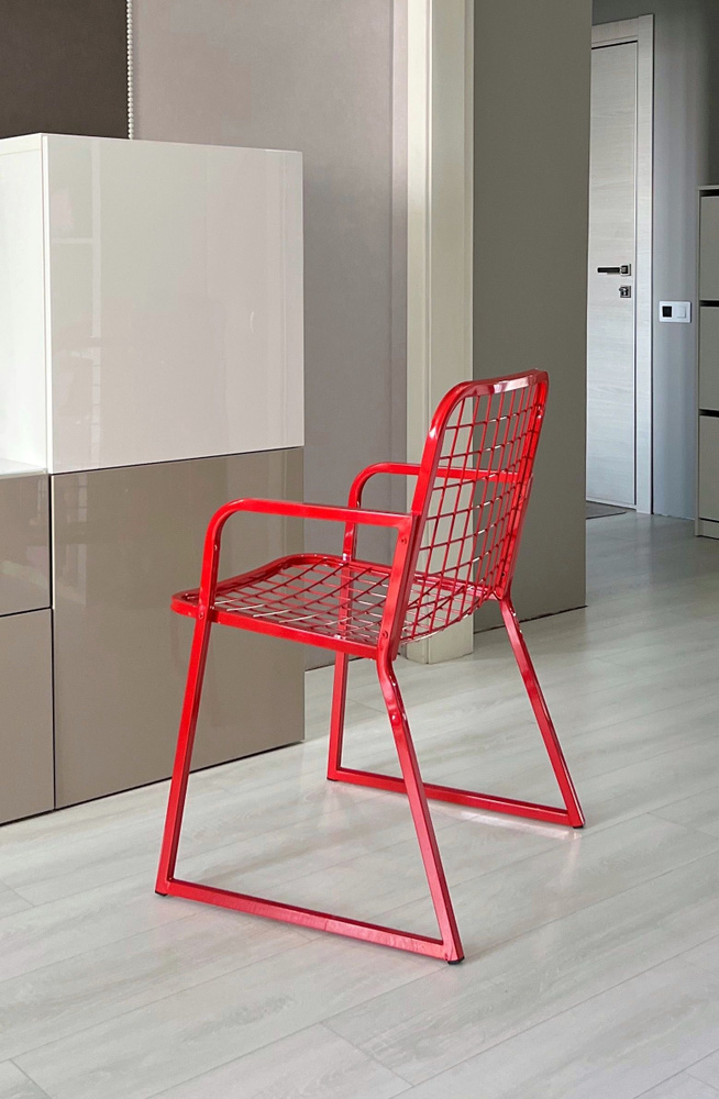 Стул в стиле лофт / кресло дизайнерское металлическое loft / стул для кафе / в фотостудию, красный, МОДЕЛЬ-2 #1