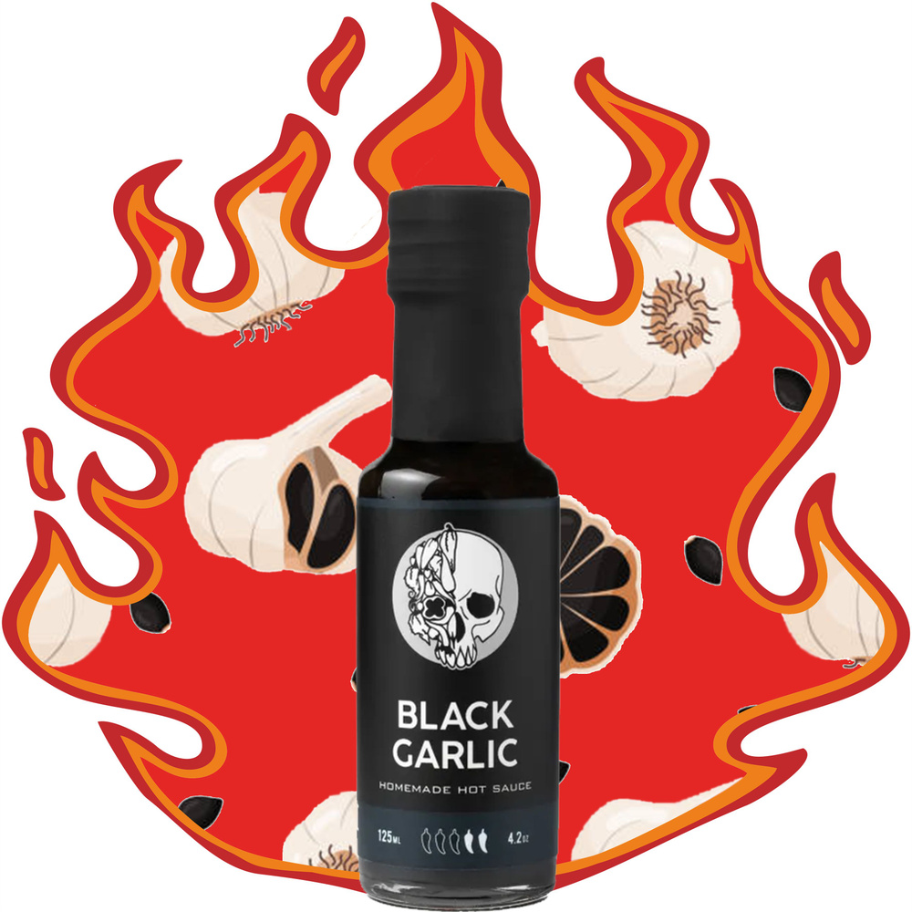 Соус острый Napalm Farm "Black garlic/Чёрный чеснок" (Напалм Фарм) с острым перцем Trinidad Scorpion #1