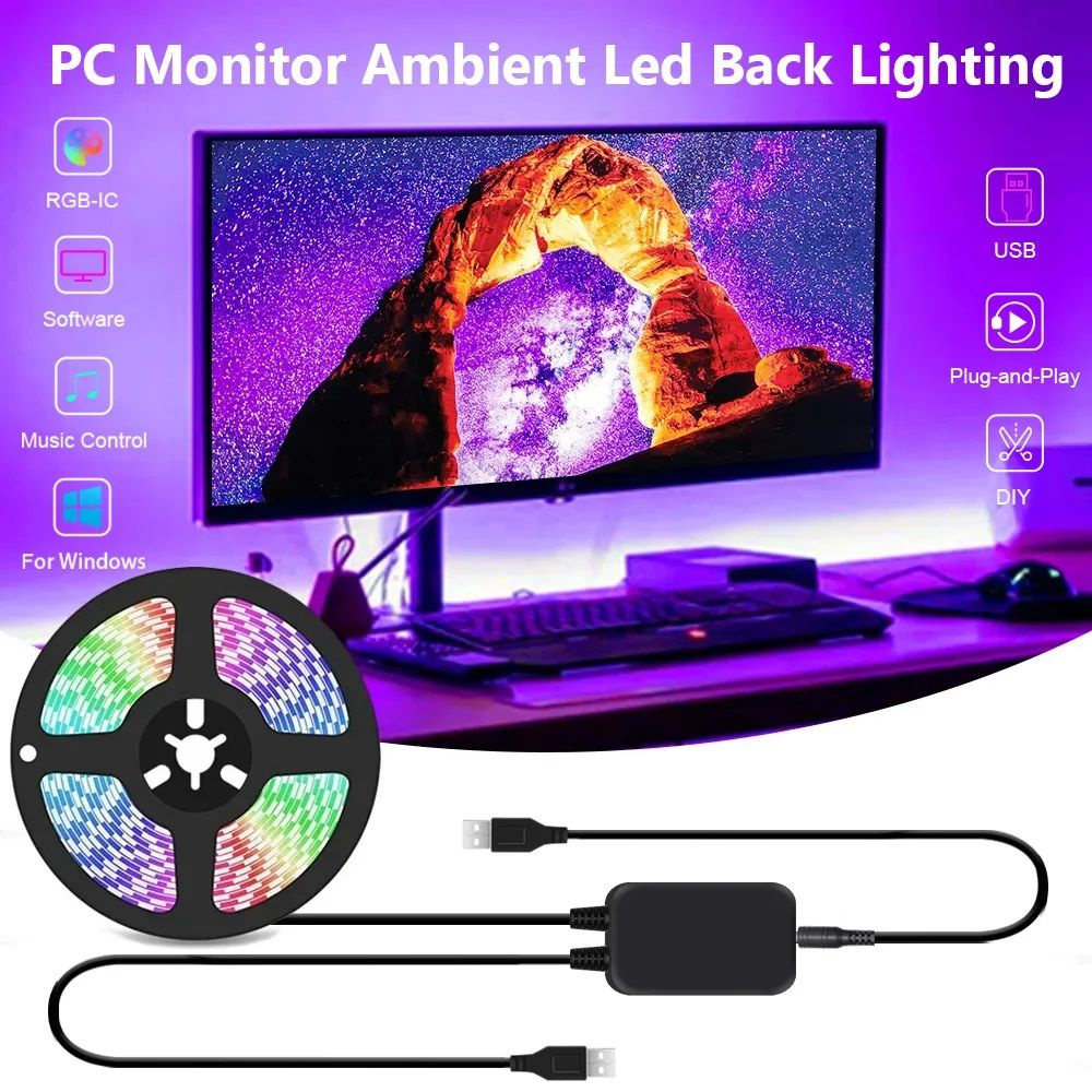 Умная светодиодная лента PC-Ambilight, 9 Вт, Светодиодная, 1 шт.  #1