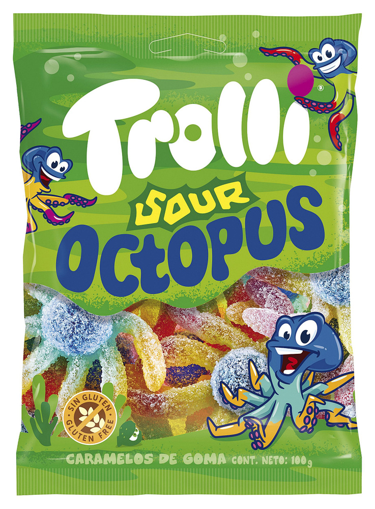 Мармелад жевательный Trolli Кислые осьминоги, вес 100 гр., комплект 2 уп.  #1