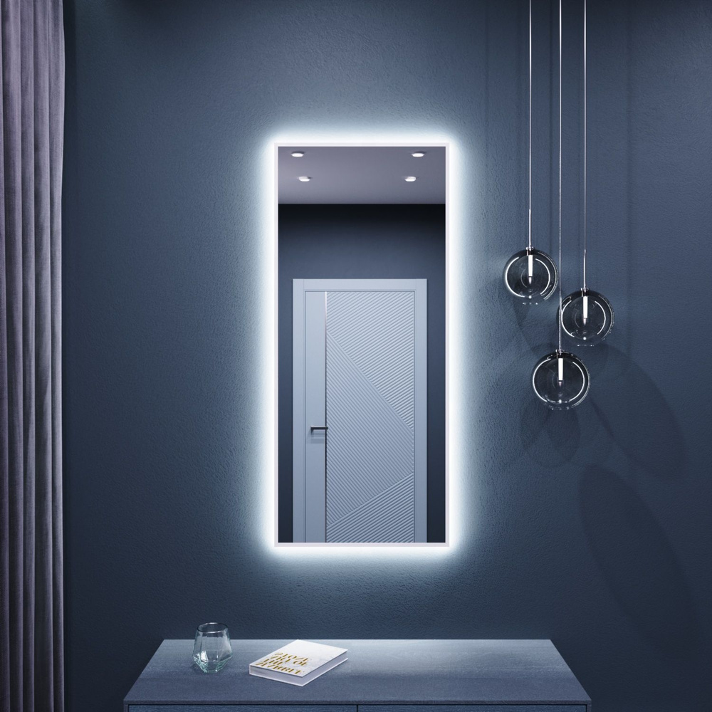 Зеркало с подсветкой в алюминиевой раме настенное ONE MARKET 110х50 см. Свет: Нейтральный белый 6000К. #1