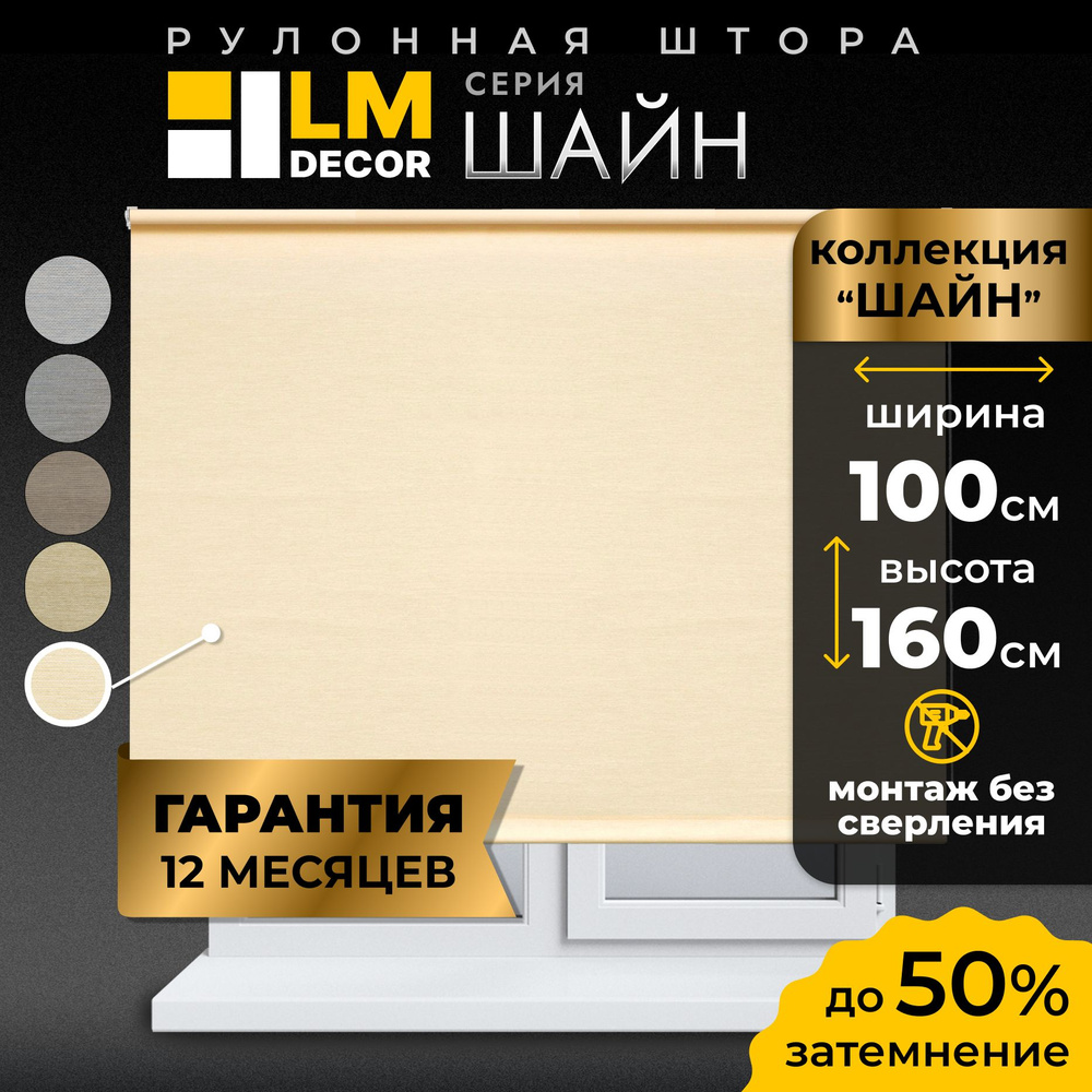 Рулонные шторы LmDecor 100х160 см, жалюзи на окна 100 ширина, рольшторы  #1