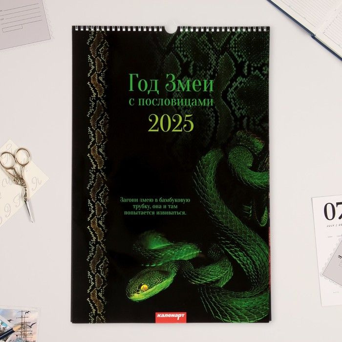 Календарь перекидной на ригеле "Символ года - 2" 2025, с китайскими пословицами А3  #1