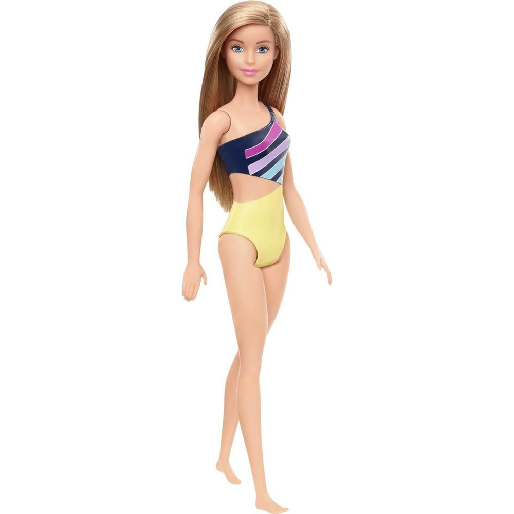 Кукла Барби, высота 30 см, в желто-сиреневом купальнике серия Barbie Пляж  #1