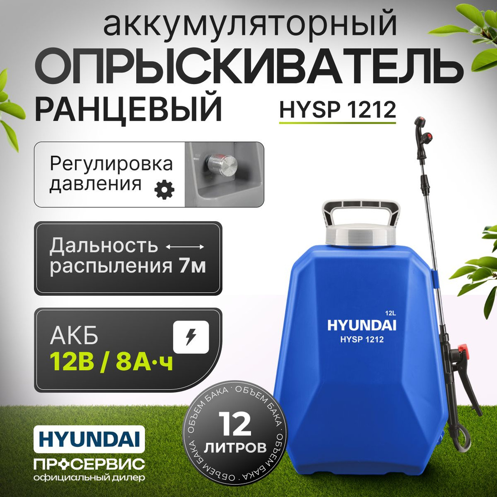 Опрыскиватель садовый аккумуляторный HYUNDAI HYSP 1212 (бак 12 л, до 2.5  л/мин, автономная работа до 6 часов) для цветов, растений, сада, огорода -  купить по выгодной цене в интернет-магазине OZON.ru (595004177)