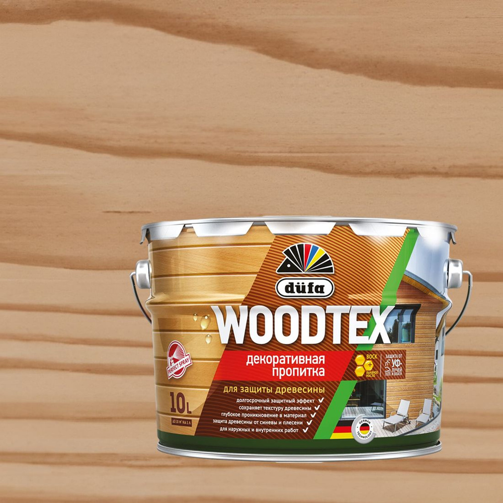 Декоративная пропитка для древесины Dufa Woodtex полуматовая (10л) дуб  #1