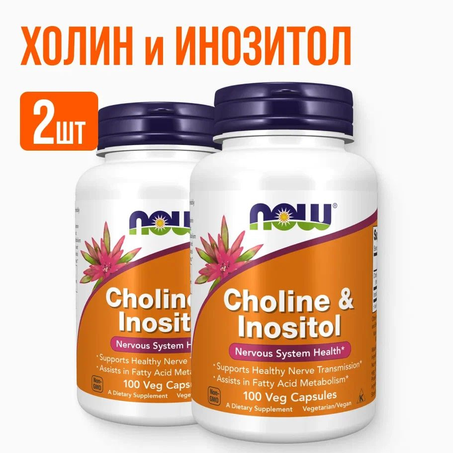 2 УПАКОВКИ! NOW Холин и Инозитол, Choline & Inositol 100 veg caps #1