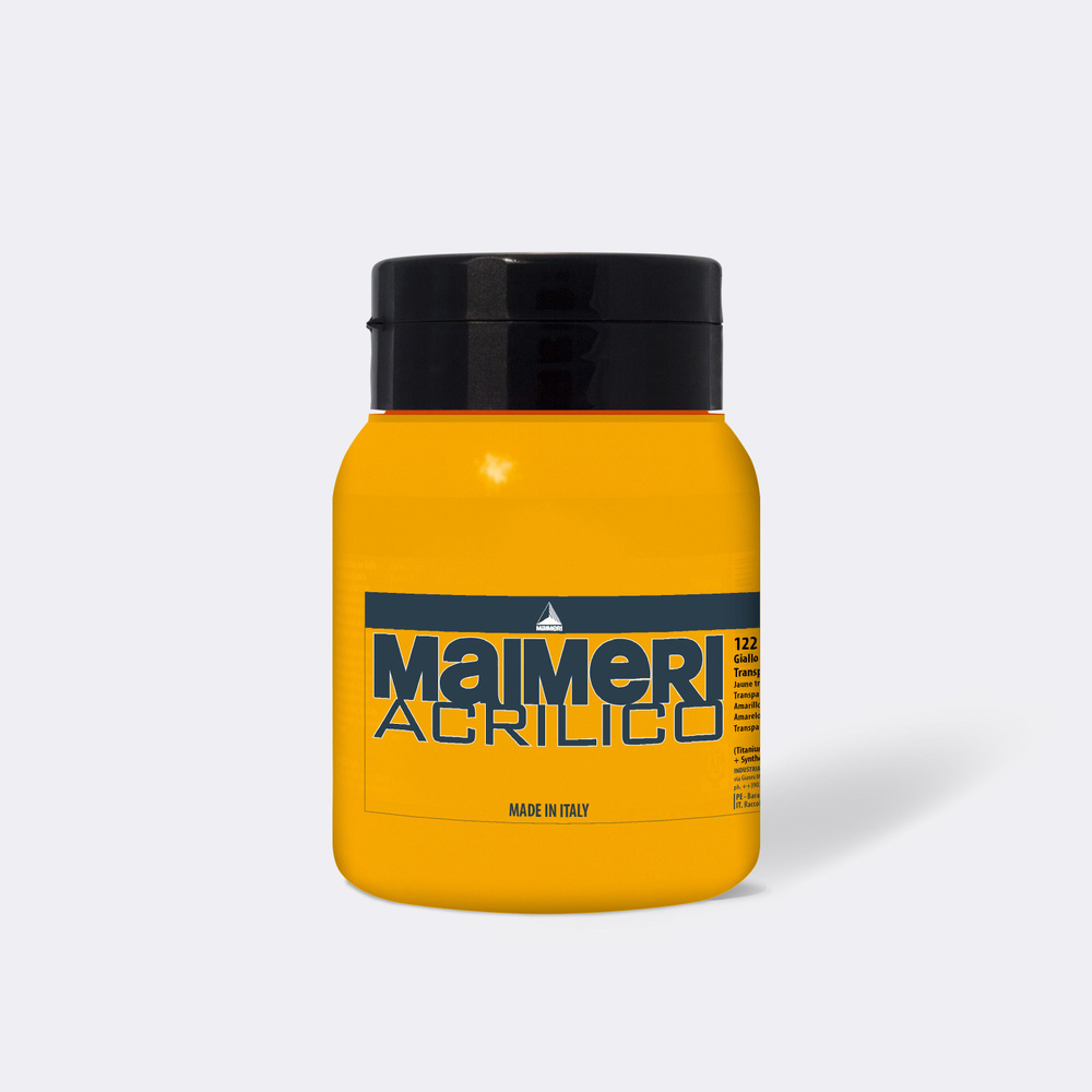 Краска акриловая MAIMERI "ACRILICO" 122 Желтый прочный 500мл #1
