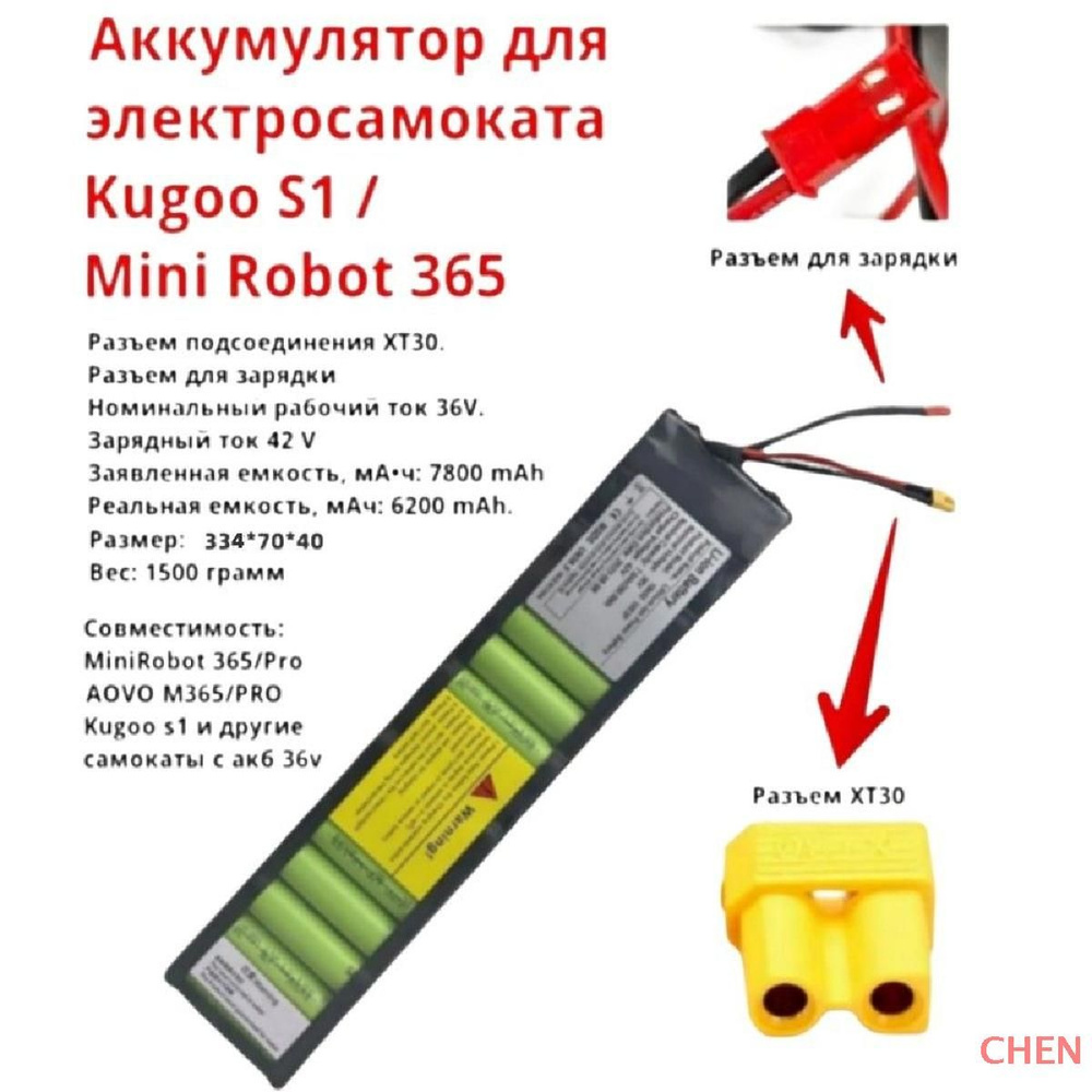 Аккумулятор для электросамоката мини робот Mini Robot 365 / Kugoo S1 (7800mAh, 36V)  #1