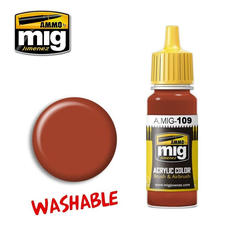 Краска акриловая WASHABLE RUST (смываемая ржавчина) (Ammo Mig) (17ml)  #1