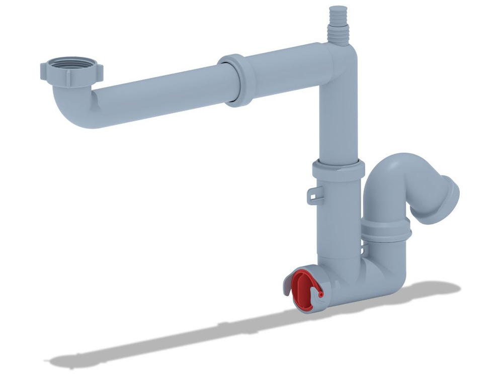 Сифон для мойки 1 1/2*40 смещенный с отводом для стиральной машины, без выпуска  #1