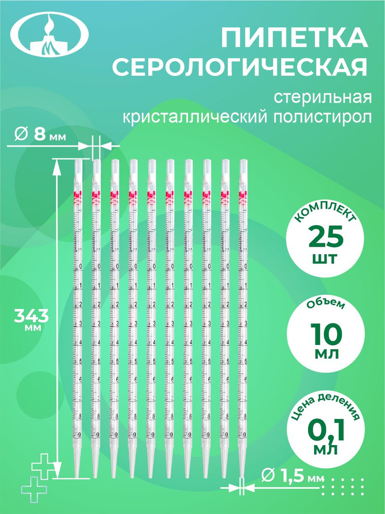 Пипетка серологическая 10 мл. стерильная 25 шт./упак. #1