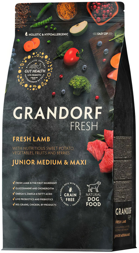 Корм Grandorf Fresh Holistic Junior Medium&Maxi Lamb&Sweet Potato (беззерновой) для юниоров средних и #1