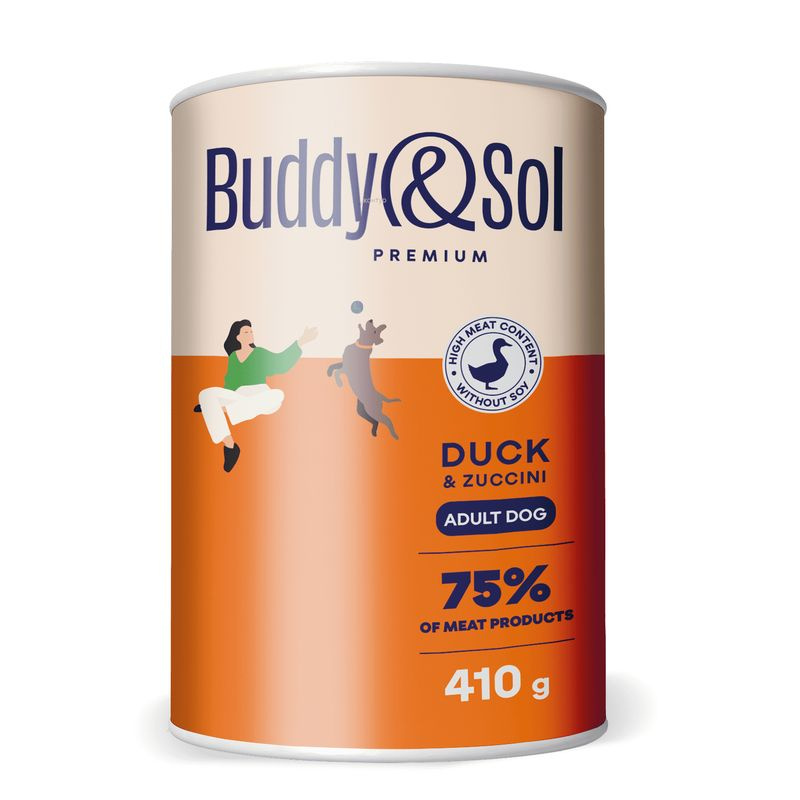 Buddy&Sol Консервы для собак всех пород, Premium Adult, утка и цукини, 410 гр  #1