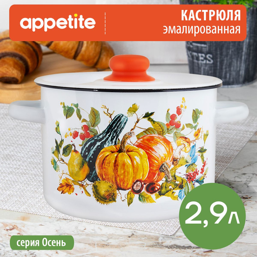 Кастрюля эмалированная Осень 2,9л ТМ Appetite #1