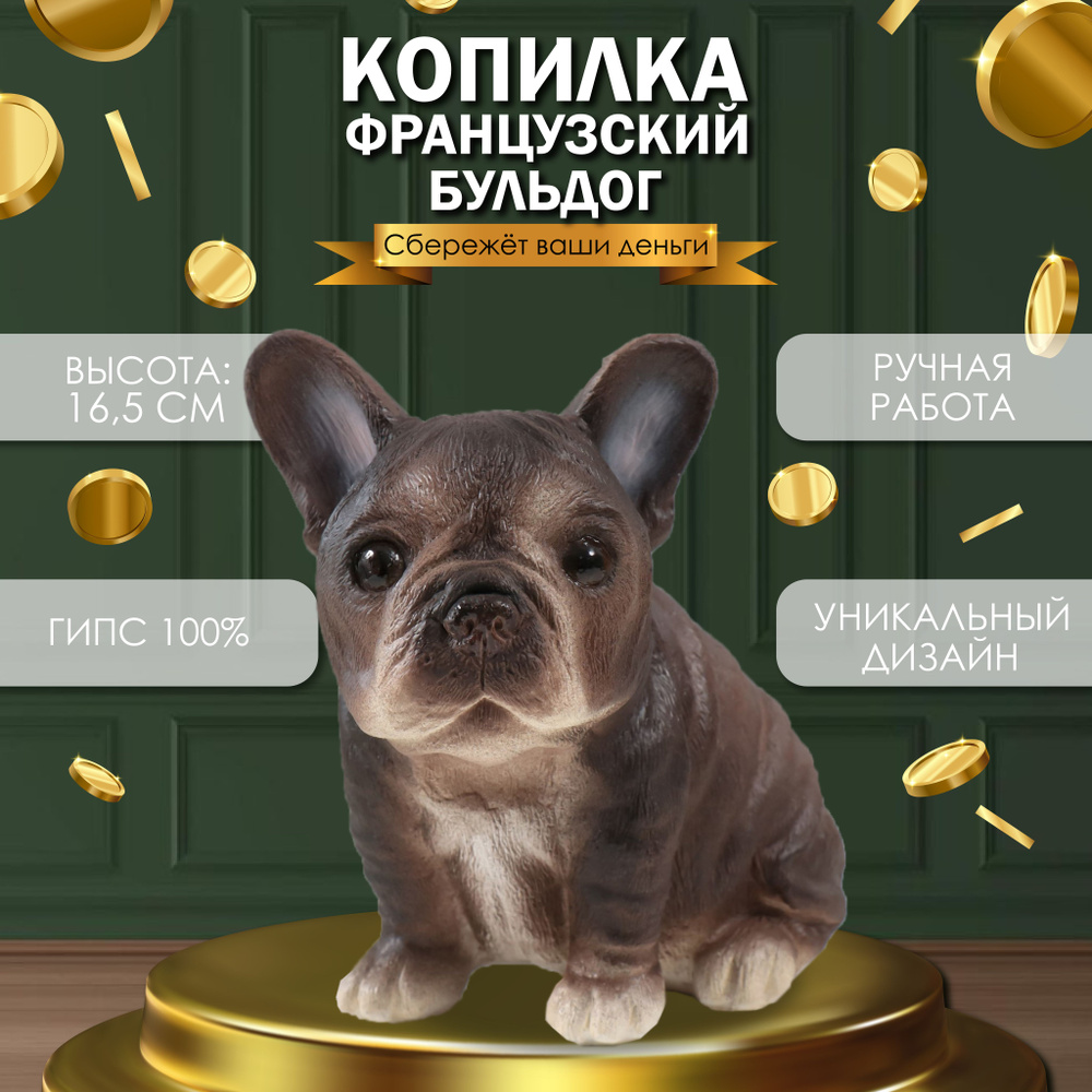 Копилка для денег "Щенок Французского бульдога" 16,5х11,5х18 см  #1