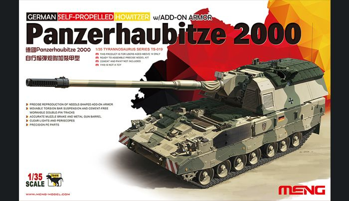 Сборная модель танка САУ GERMAN PANZERHAUBITZE 2000 SELF-PROPELLED HOWITZER w/ADD-ON ARMOR TS-019, масштаб #1