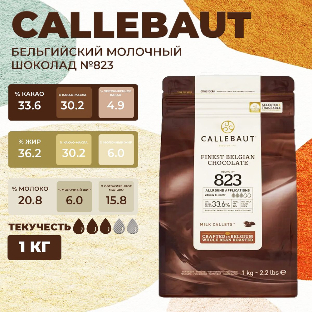 Молочный бельгийский шоколад 33.6% Callebaut №823, 1 кг #1