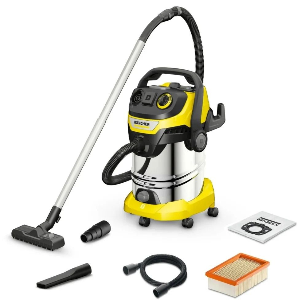 Строительный пылесос Karcher WD 6 P S V-30/6/22/T 1300Вт (уборка: сухая/сбор воды) желтый  #1