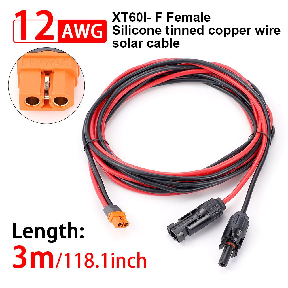 кабельный удлинитель-Солнечный зарядный кабель XT60 I-F 12AWG 1/2/3м.  #1