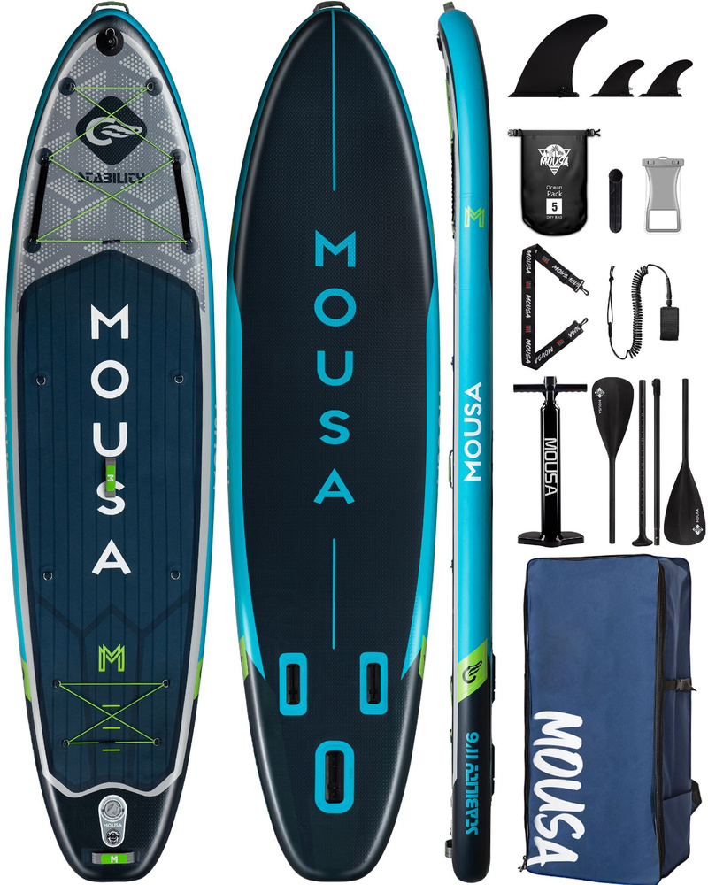 Надувная двухслойная SUP-доска MOUSA 2023 NEW 11'6'' 350-86-15cm / Двустороннее весло в комплекте / Сап #1