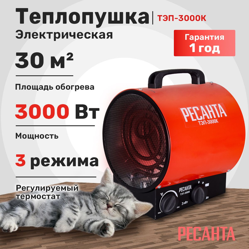 Электрическая пушка РЕСАНТА ТЭП-3000К, обогреватель #1