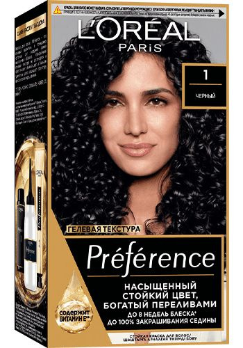 L'Oreal Paris Краска для волос Preference, 1 Черный, Лореаль Преферанс  #1