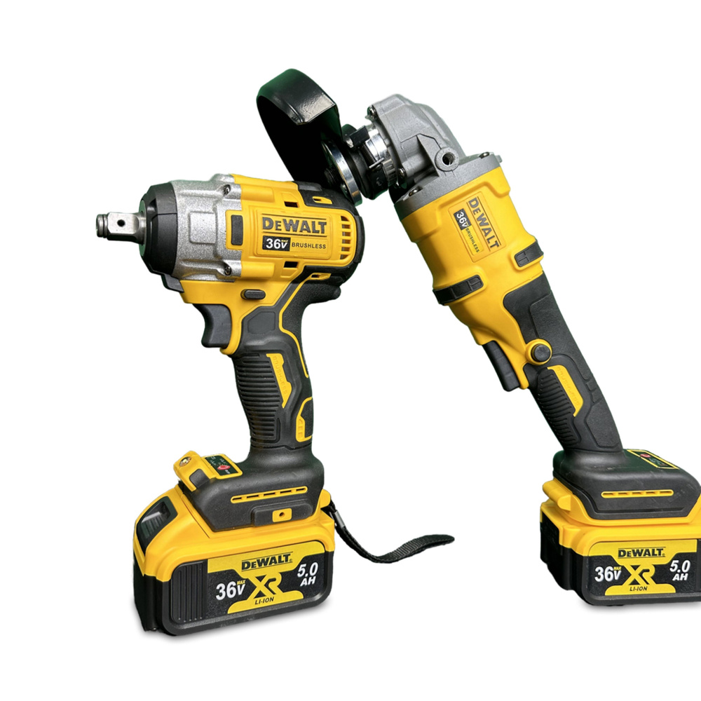 DeWalt Гайковёрт Аккумуляторный Ударный 36v + Болгарка УШМ 125мм бесщеточная Набор инструмента 2в1 Девольт #1