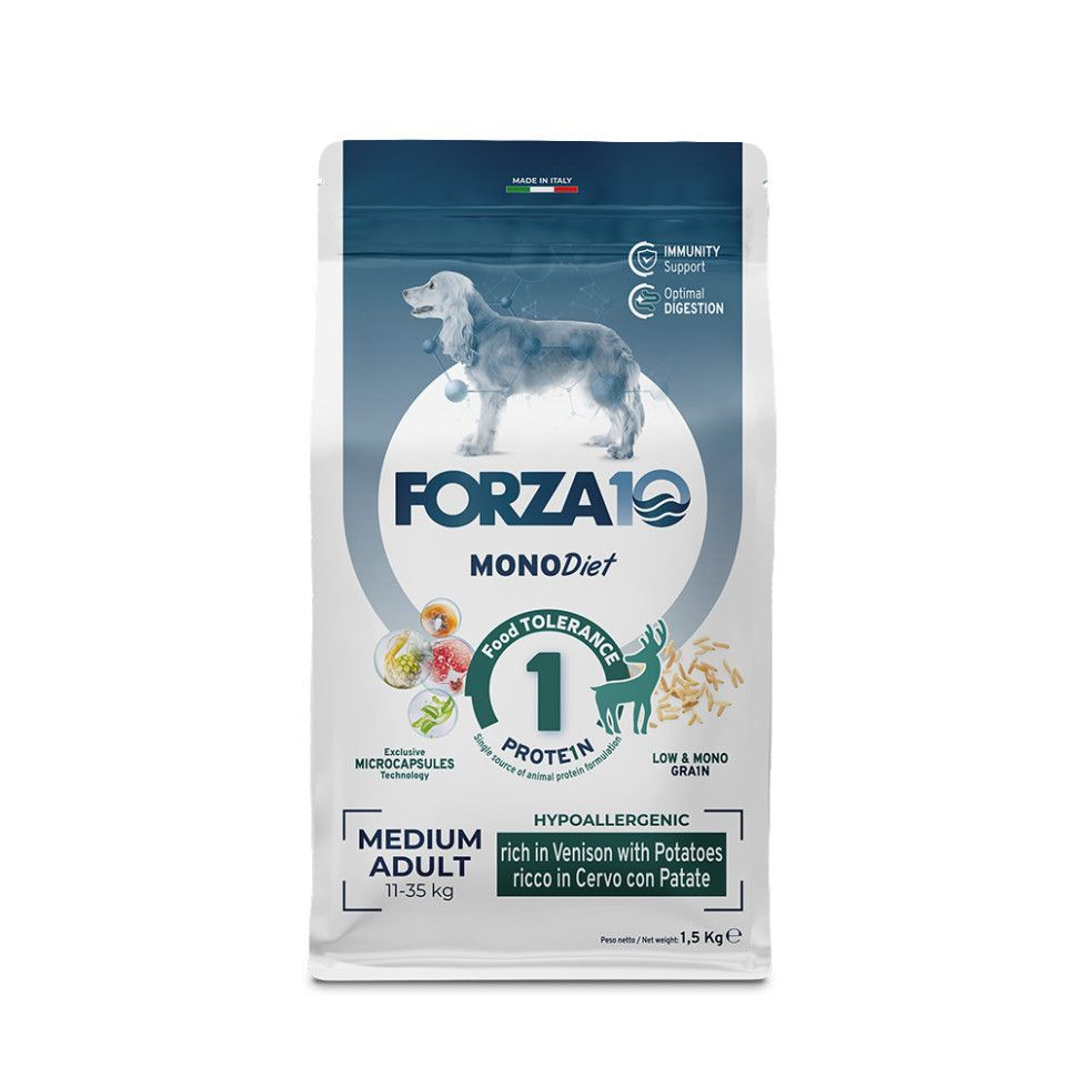 Forza10 Medium Diet сухой корм для взрослых собак средних пород при аллергии из оленины с картофелем #1