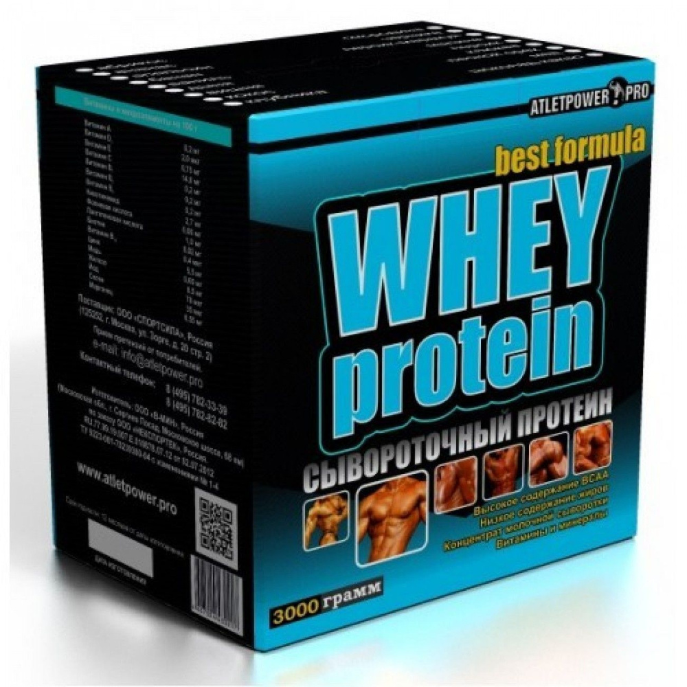 Протеин сывороточный 3000 г ATLETPOWER PRO Whey protein с витаминами, минералами и ВСАА. 2 вкуса. Клубника-Шоколад #1