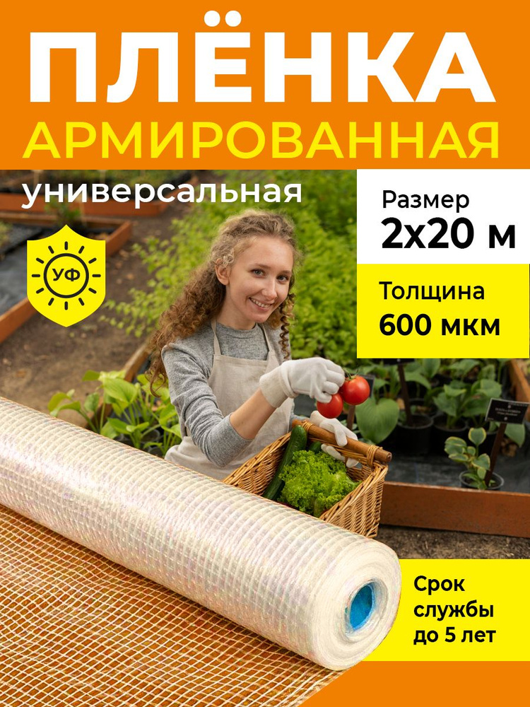 Пленка армированная универсальная, толщина 600 мкм, 2х20 м  #1