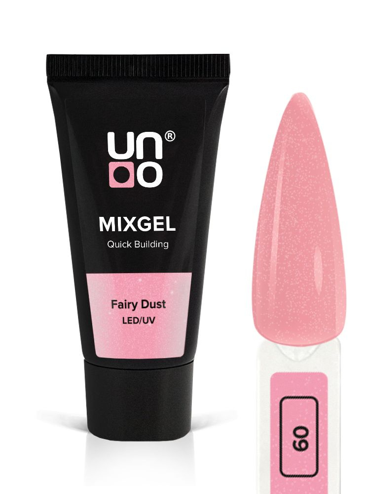 UNO, Полигель для наращивания и моделирования ногтей MIXGEL Fairy Dust, камуфлирующий бежевый, туба 30 #1