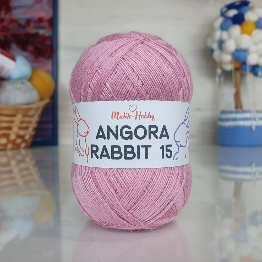 Пряжа Angora Rabbit 15 - 084 (розово-сиреневый) 3 мотка Malik-hobby, (15% ангора, 5% шерсть, 30% вискоза, #1