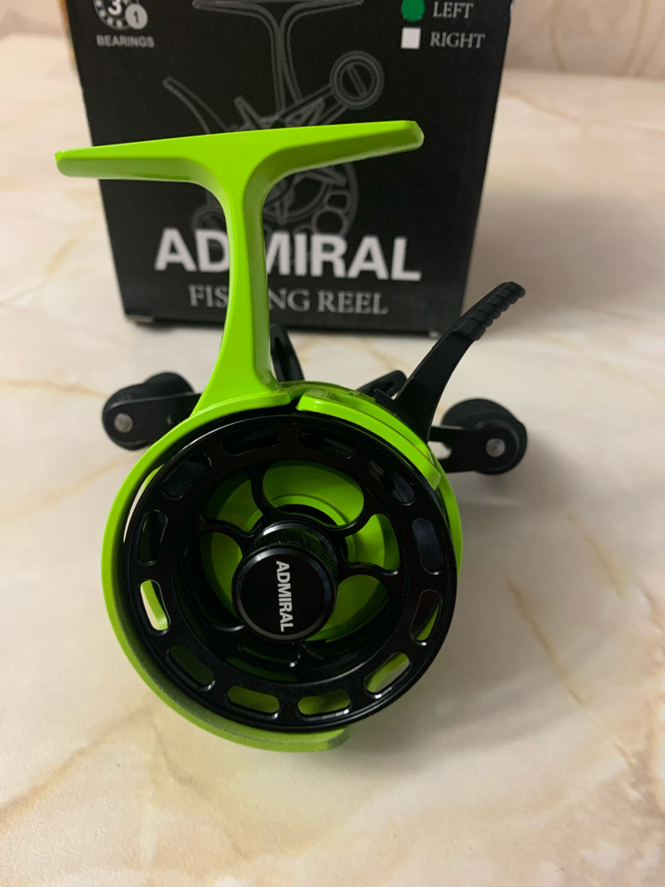 Катушка мультипликаторная для зимней ловли Admiral Fishing Reel 60(3+1bb), с курком, рукоять слева, передаточное #1