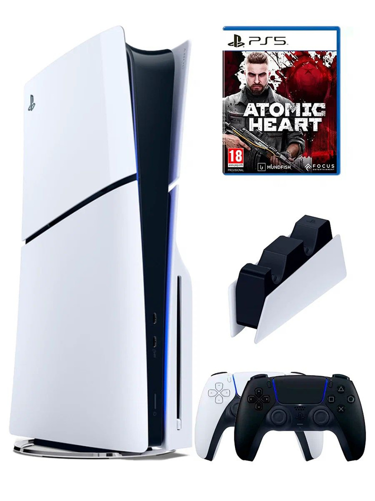 PS5 (ПС5) Игровая приставка Sony PlayStation 5 Slim +2-й геймпад(черный)+зарядное+игра Atomic Heart, #1