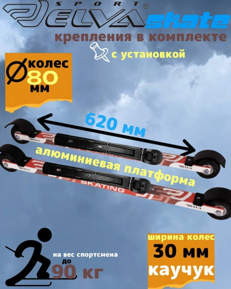 Лыжероллеры с креплениями ELVA SKATE 80R каучук #1