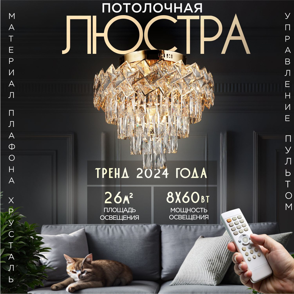 Люстра потолочная светодиодная пульт ДУ LED 8х60W E27 + 6x3W #1