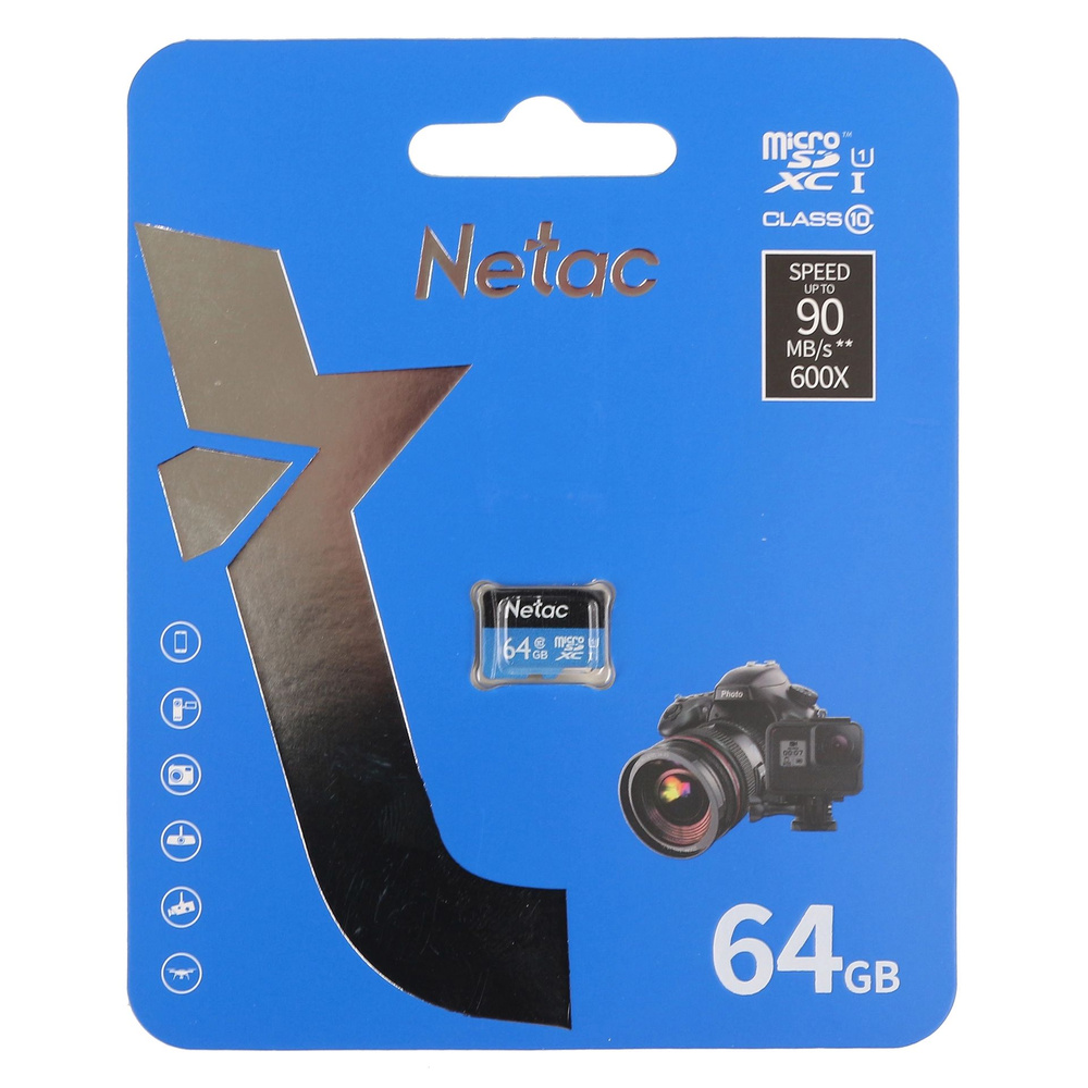 Карта памяти Micro SDHC 64 Gb Netac P500 Standart, Class 10, UHS-I U1 #1