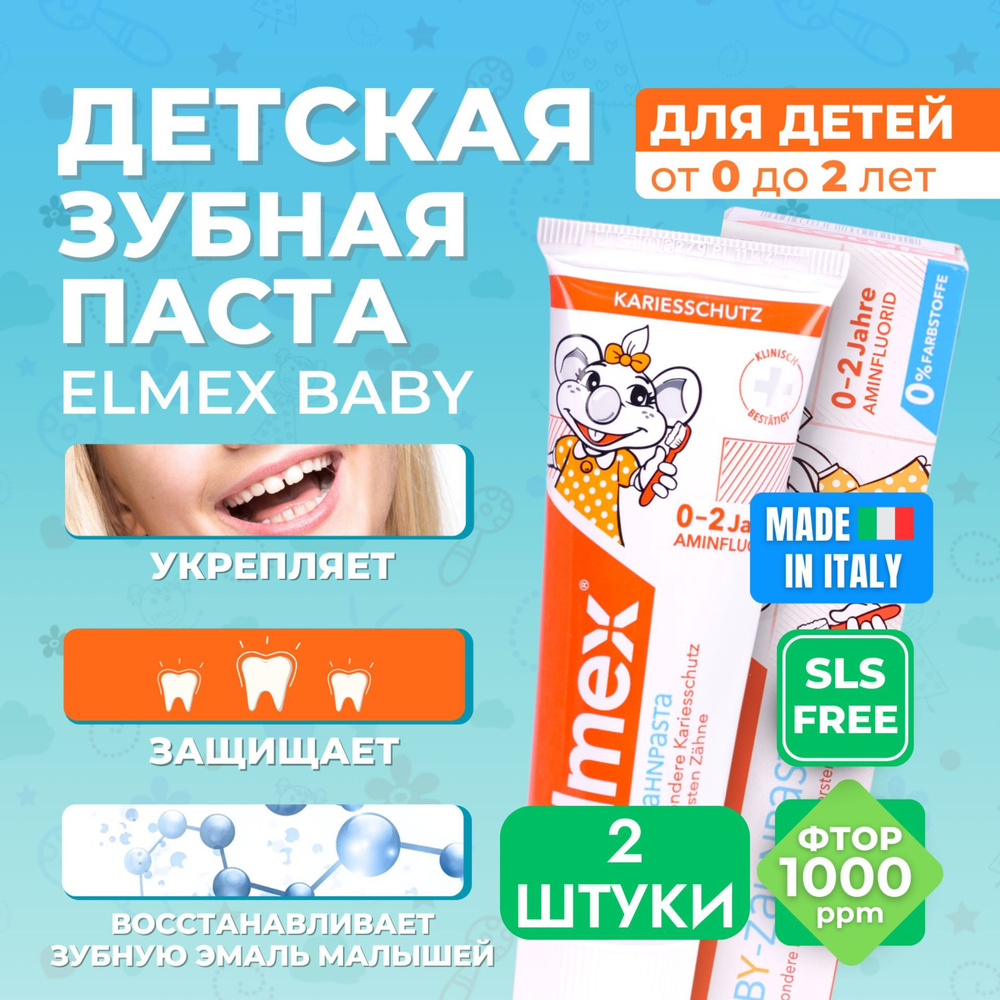 Детская зубная паста Colgate Elmex Baby от 0 до 2 лет 50 мл, 2 штуки #1