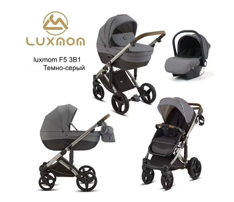 Детская коляска для новорожденных Luxmom F5(3в1) NEW ,с регулируемой ручкой и полной комплектацией, 2024 #1