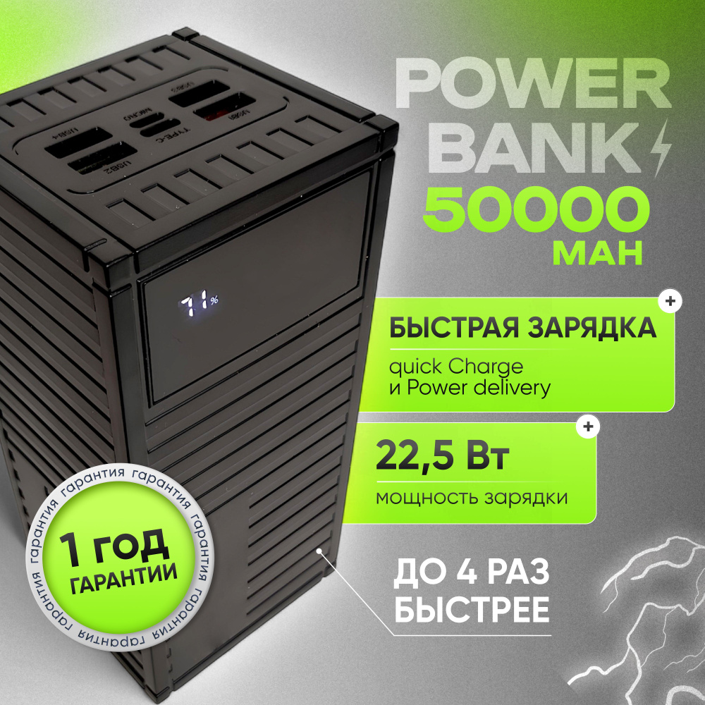 Повербанк 50000mah с быстрой зарядкой powerbank 50000mah #1