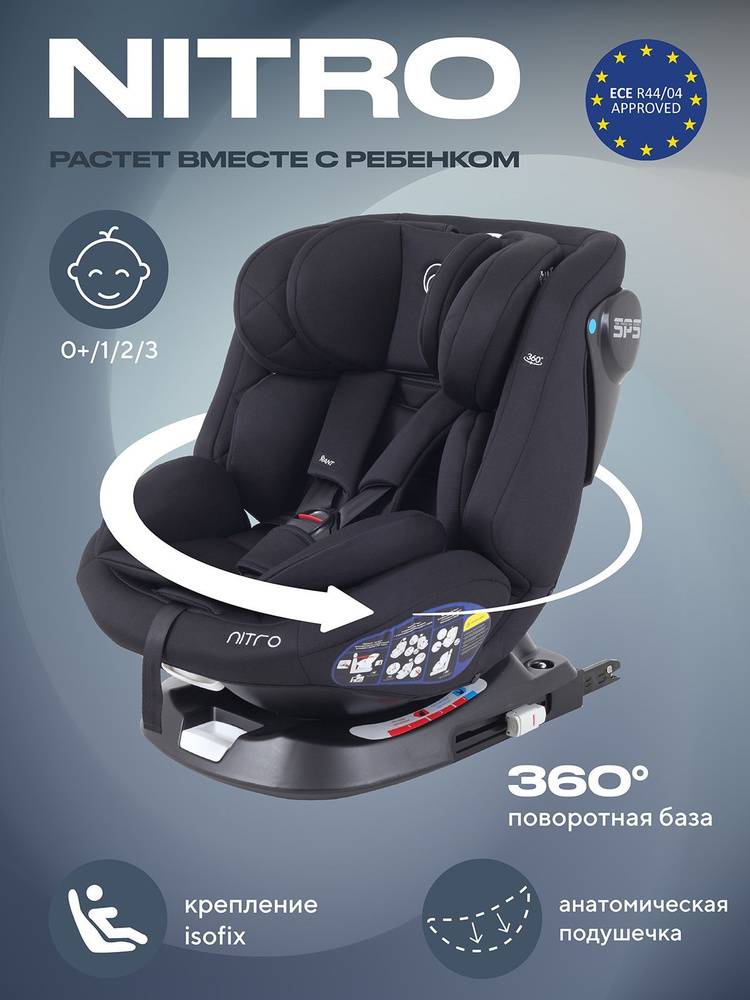 Автокресло Rant Nitro isofix UB619 группа 0+/1/2/3 от 0 до 12 лет вес 0-36 кг рост 40-145 см, Black  #1