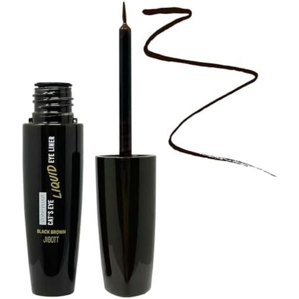 Jigott Подводка для глаз Cat's Eye Waterproof Liquid Eyeliner(Deep Black), 9 г #1